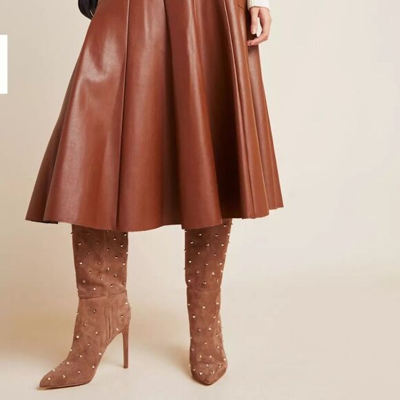 Sam Edelman Brown Studded Waylyn Tall Boots tan suede women’s pointy toe 7.5 NWT - Picture 3 of 16